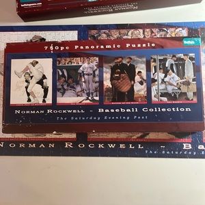 💟🧩750 piece Norman Rockwell Baseball Collection Saturday Evening Post. Complete.